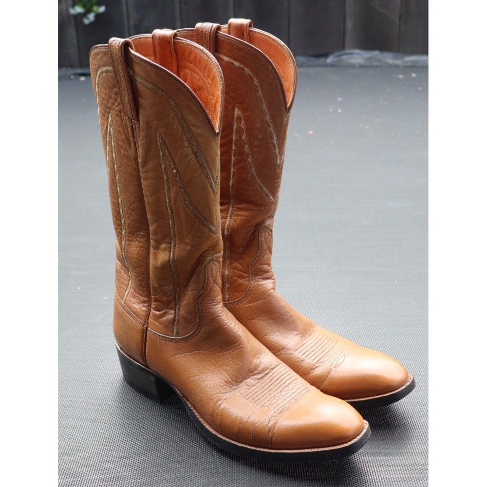 Mens Lucchese San Antonio Vintage Handmade Cowboy Boots‎ Size 9.5 B 1302TN 2L607